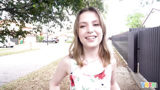 YNGR - Petite Brunette Daisy Bean Loves To Flash And To Ride Big Black Cocks