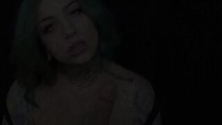 Chubby Tattooed Babe Gives Sloppy Blowjob to Big Dildo While Talking Dirty to you