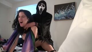 Ghostface fucks a slutterfly - masked dom fucks squirt queen Vanessa Cliff