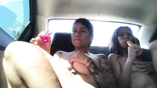 Delicious duo masturbation in Uber