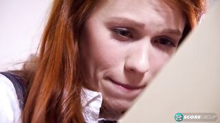 Tiny Ginger Schoolgirl Dolly Little Takes Off Her Uniform and Masturbates