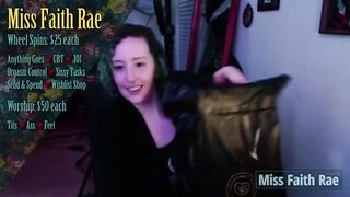 Sub Funded Shiny Thigh High Boot Unpackaging - Miss Faith Rae's Femdom Live Stream - Preview