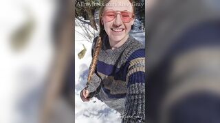 Outside Long Blond Hair Braiding And Showing Off- River Gray