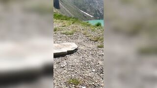 Beautiful MILF take a PISS in front of a beautiful Mountain Lake ????