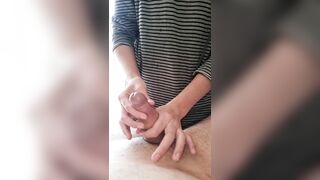 my stepsister rubs cream on my dick and massages it