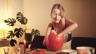 Cozy Halloween Pumpkin Carving with Your Girlfriend