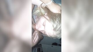 Teen giving sloppy blow job.