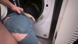 Innocent Girl in Jeans Gets Fucked By Stranger While She Is STUCK In The Washing Machine