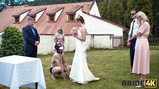 BRIDE4K. Shy bride with natural tits is fucked roughly in front of everyone in public