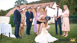 BRIDE4K. Shy bride with natural tits is fucked roughly in front of everyone in public