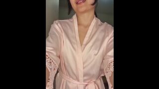 Asian milf welcomes her tired husband JOI